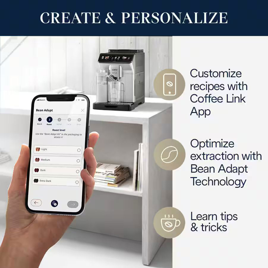 Informative View of DeLonghi Espresso Machine App Feature
