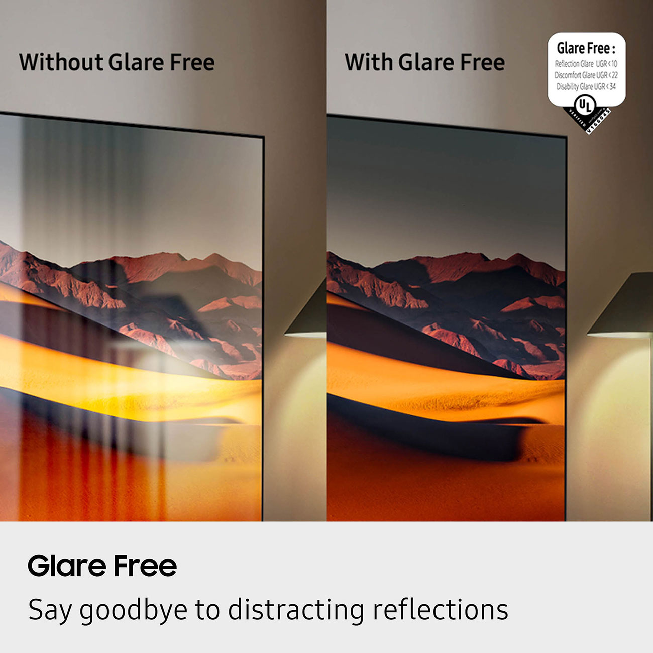 Infographic View of Samsung OLED 4K TV Glare-Free Feature