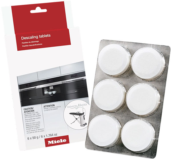 Front view of 6-piece descaling tablets