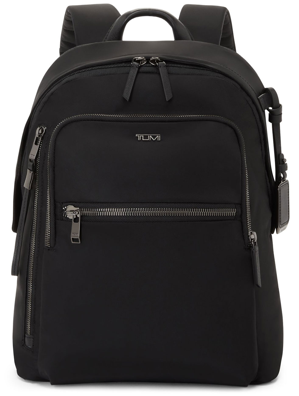 Front view of the TUMI Black/Gunmetal Halsey Backpack