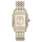 Michele Deco Madison Mid White Silver Sunray w/ Diamond Dial Two-Tone Bracelet Watch, 29mm