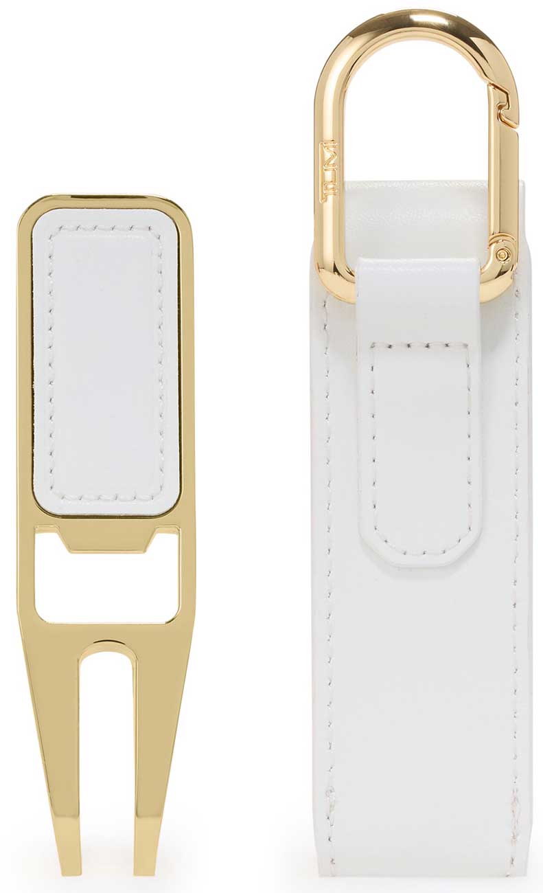 Back view of TUMI gold Golf Divot Tool