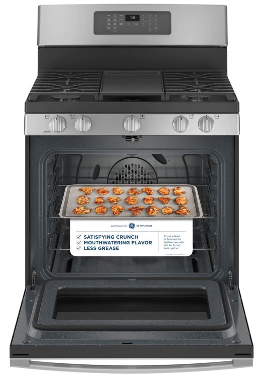 Large image of GE 30" Stainless Steel Freestanding Gas Convection Range With No Preheat Air Fry