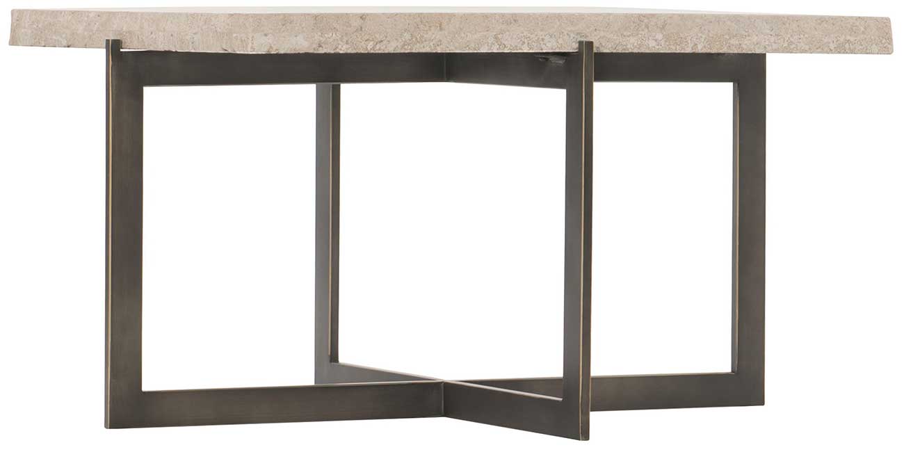 Bernhardt Hathaway Cocktail Table in White Travertine | Bronze