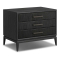 Four Hands Rosenell Nightstand with 3 Drawers in Black Oak Veneer
