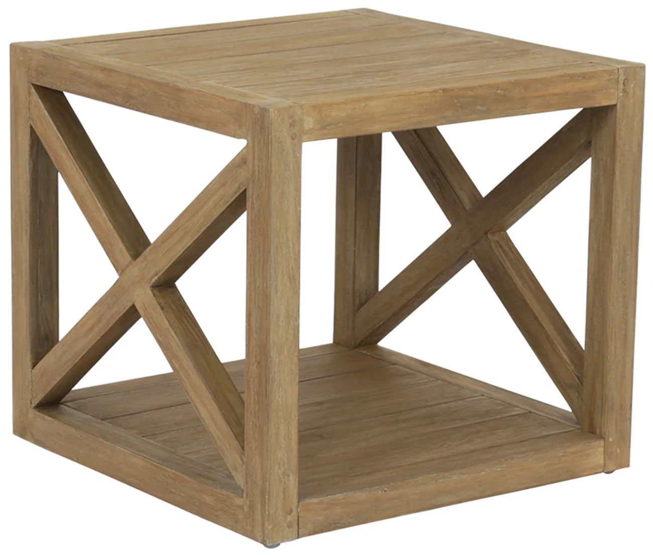 Sunset West Coastal Teak X End Table in Coastal Teak