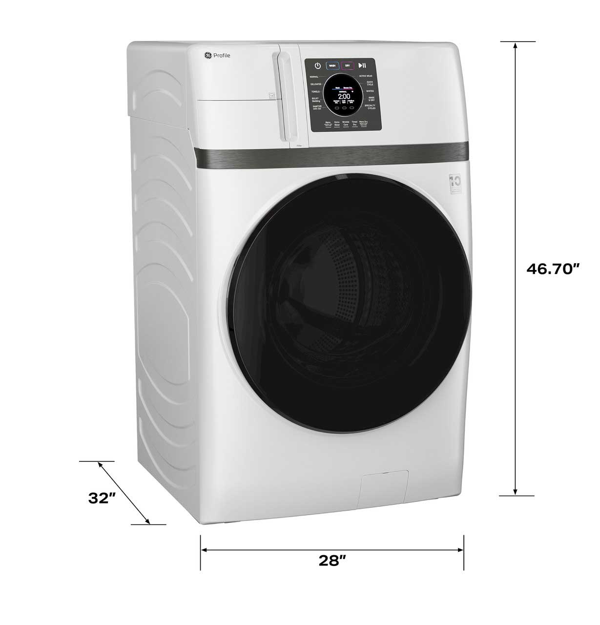 Angled View of Washer/Dryer Dimensions