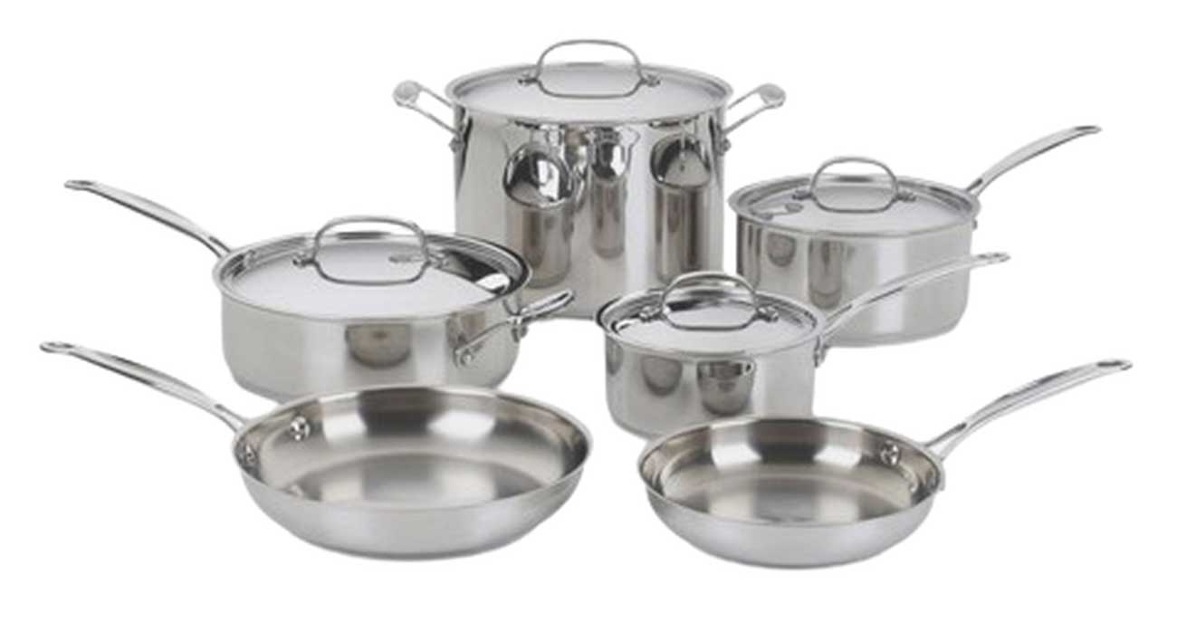Front view of Chef's Classic 10-Piece Cookware Set