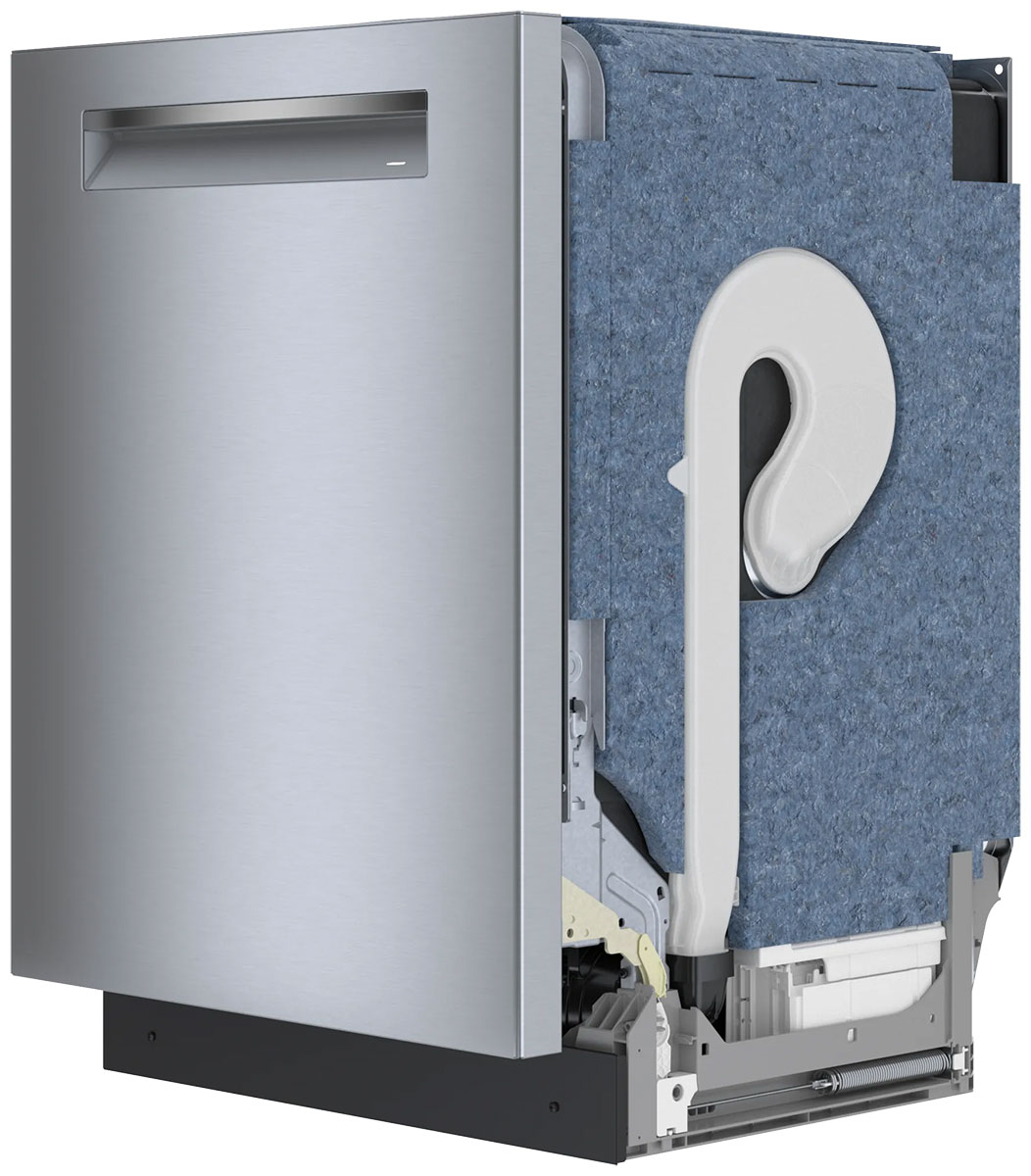 Angle view of dishwasher.