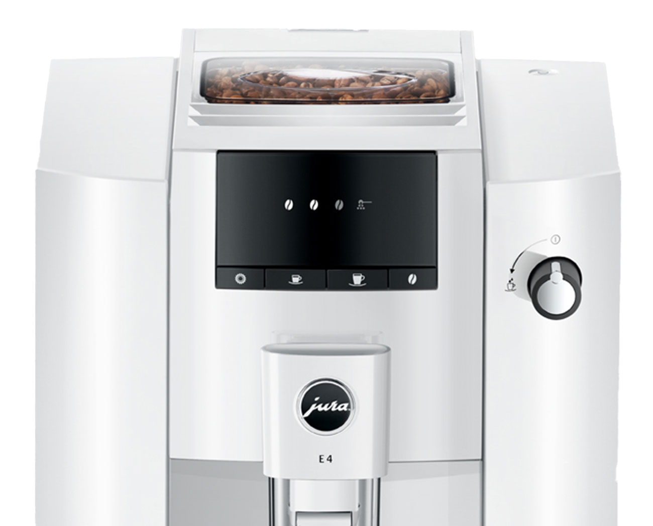 Top Front View of Jura E4 White Coffee Machine - 15560