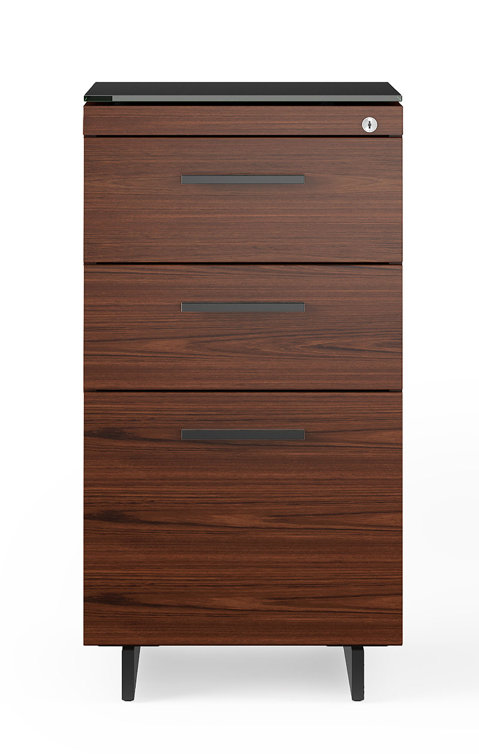 BDI Sequel 20 6114 Chocolate Walnut/Black 3 Drawer File Cabinet