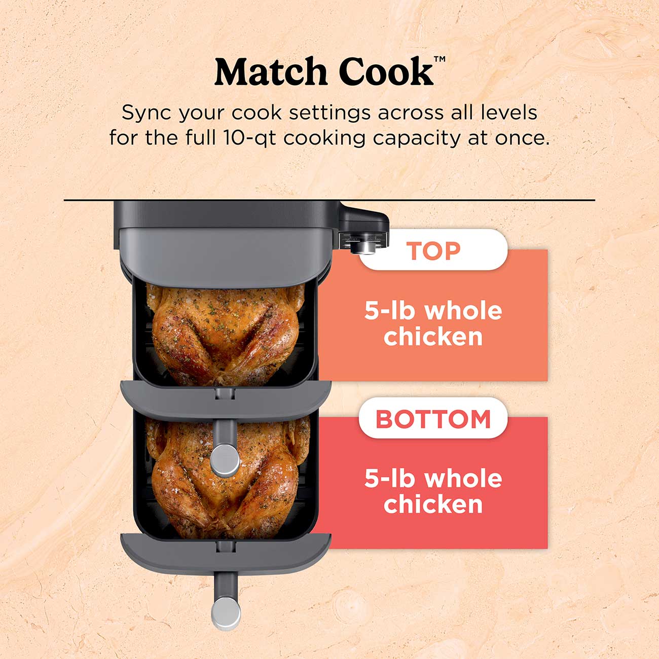 DoubleStack XL 2-Basket 10-Qt. Air Fryer 10qt Capacity Detail