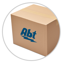 Abt return process Step 3 graphic with Abt branded shipping box