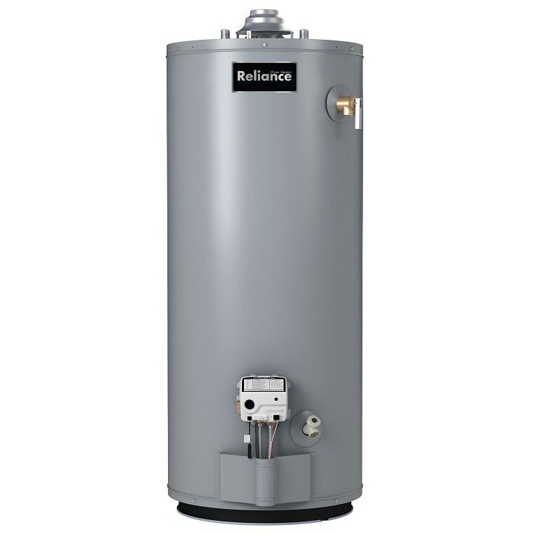 Front View of Reliance 75-Gallon Water Heater