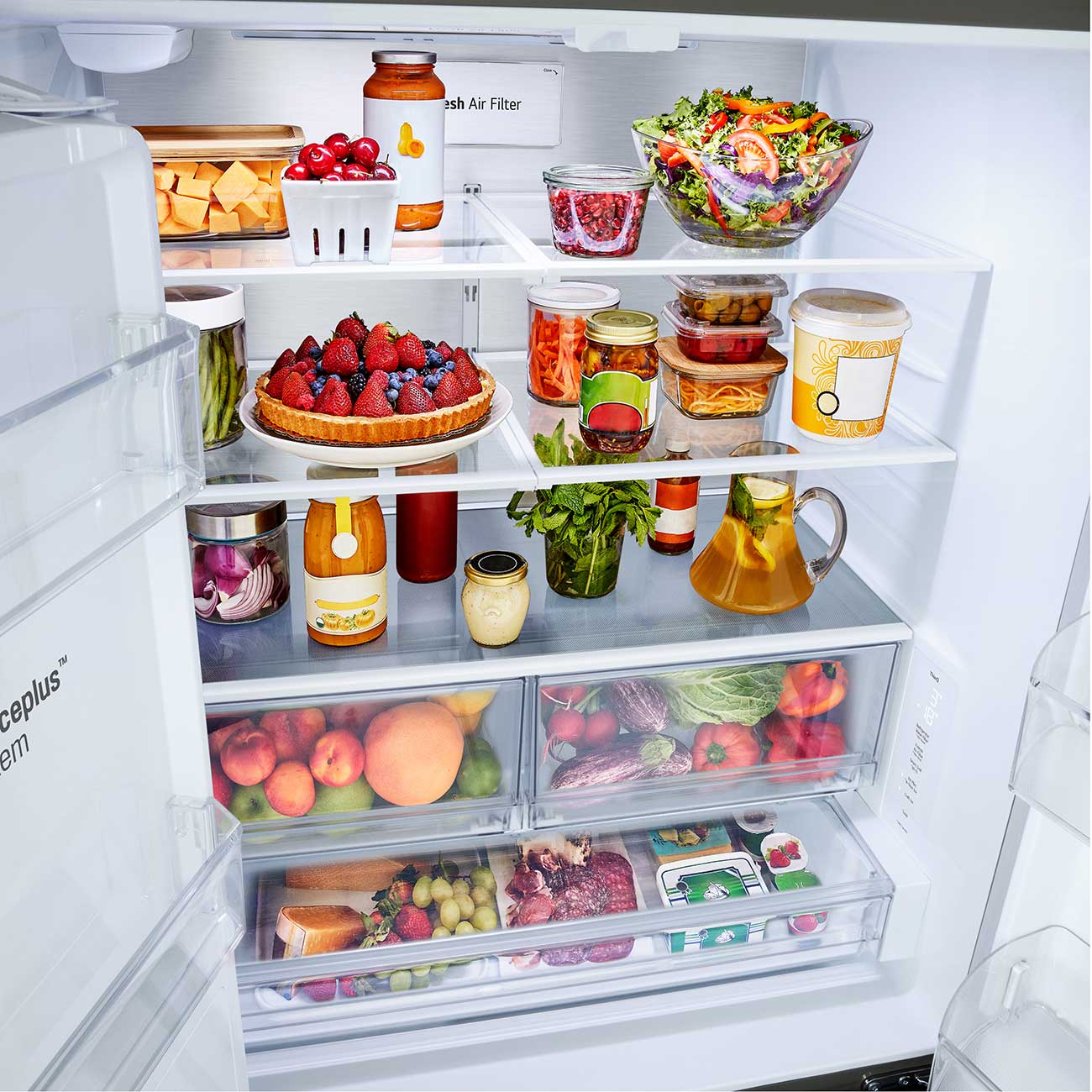 Shelves Full view of LG French Door Refrigerator