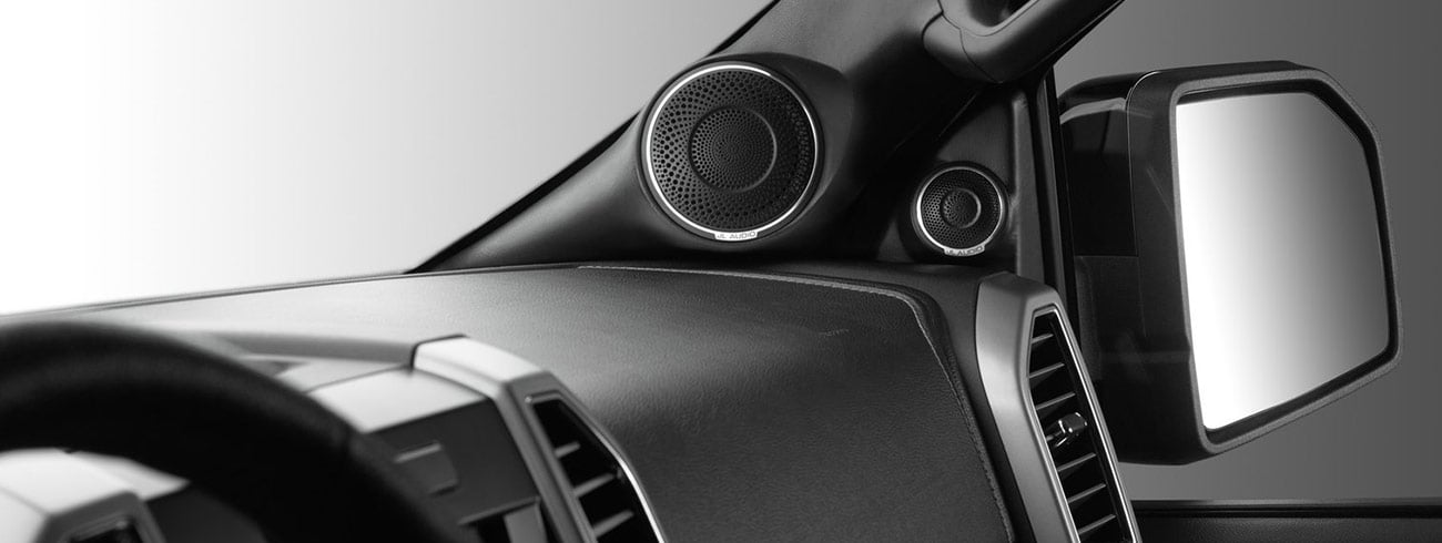 Interior of a car showing speakers