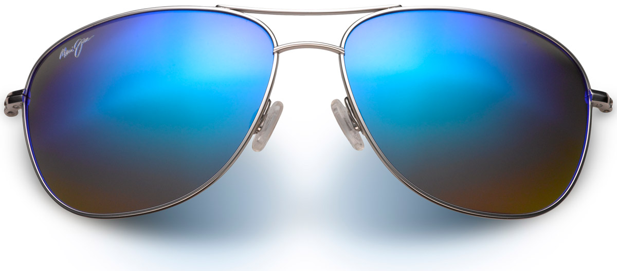 Maui Jim Cliff House Polarized Aviator Sunglasses, Silver Frames, 59mm - B247-17