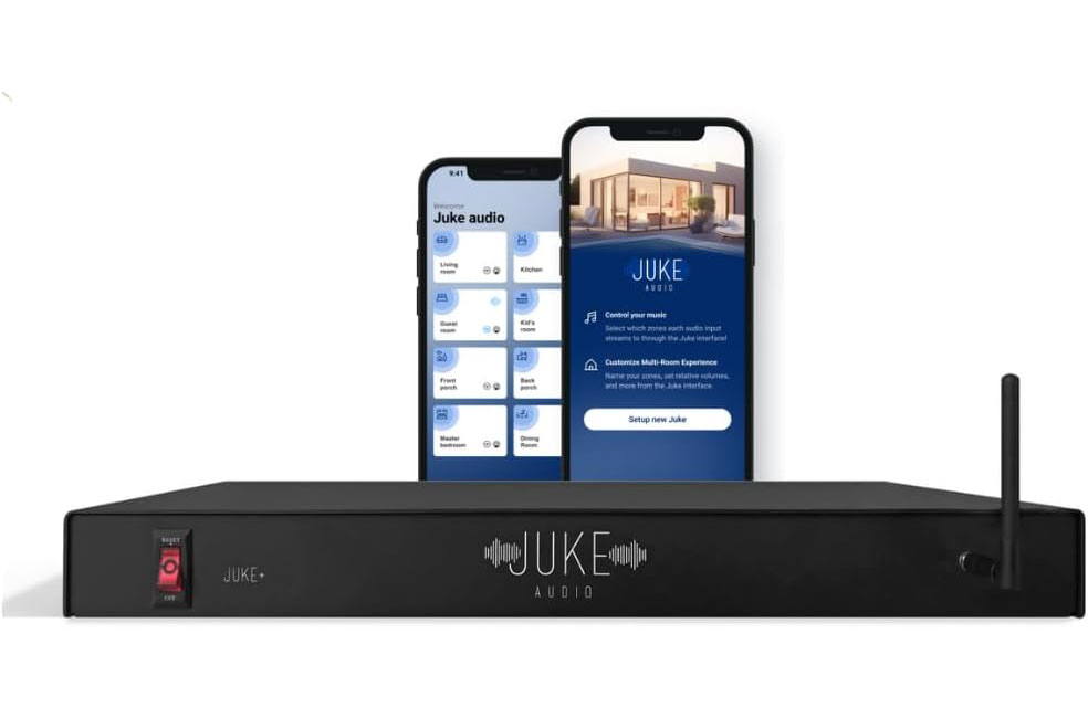 Front View of Juke Audio Amplifier with Phone App