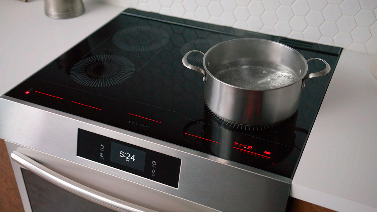 Angled View of Induction Surface with Boling Water
