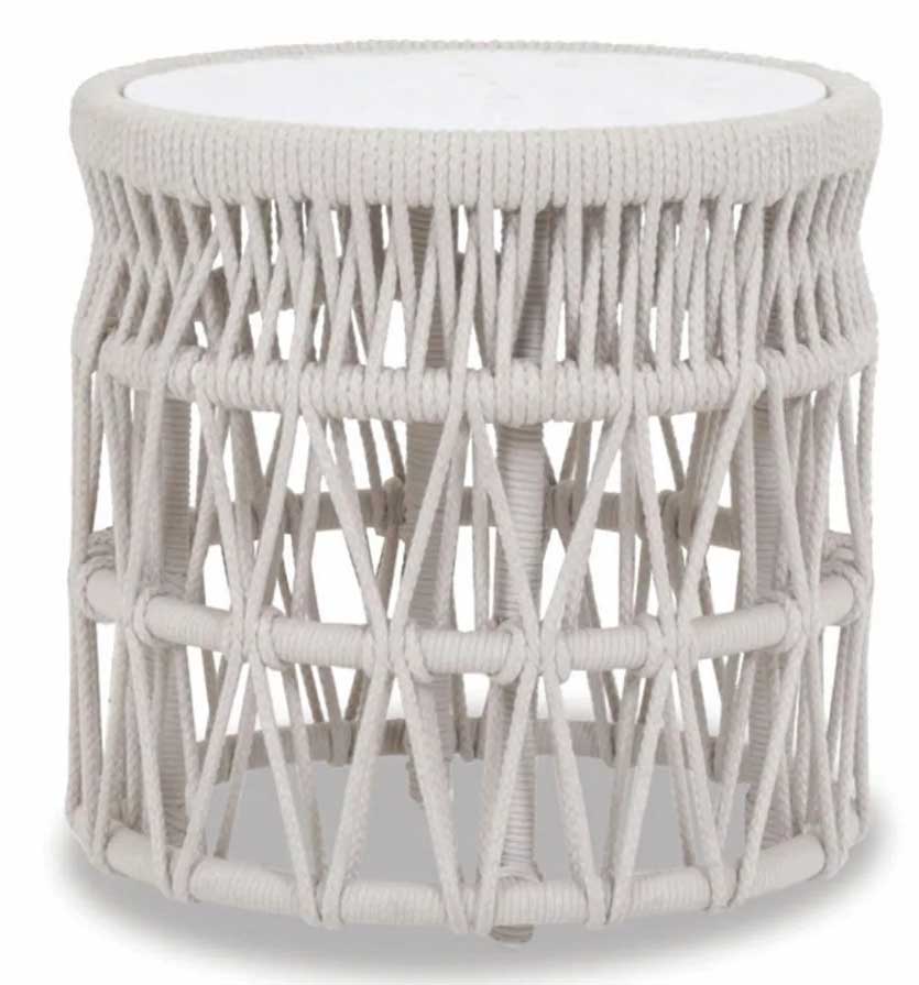 Sunset West Dana End Table in Natural Linen | Carrara Stone - SW4301-ET