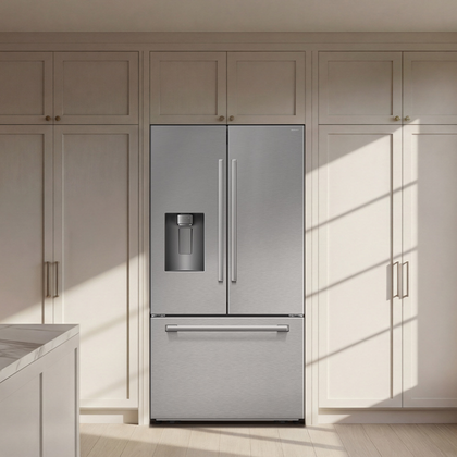 Premium refrigerator interior with metal finish