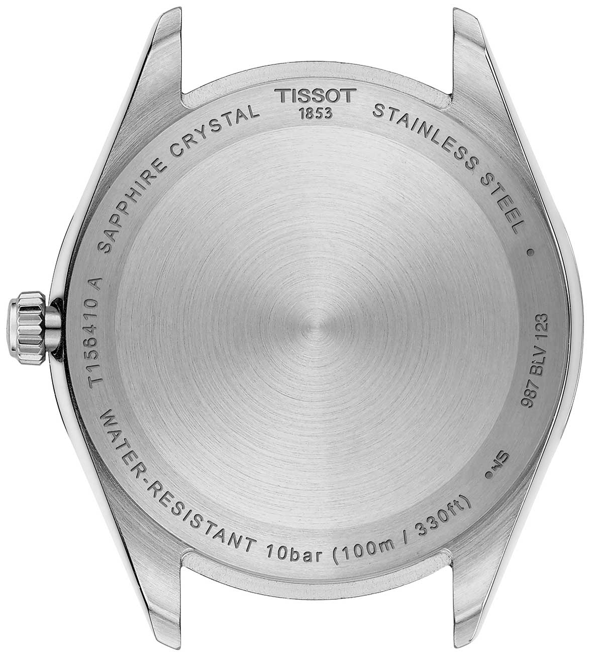 Back view off watch with silver dial