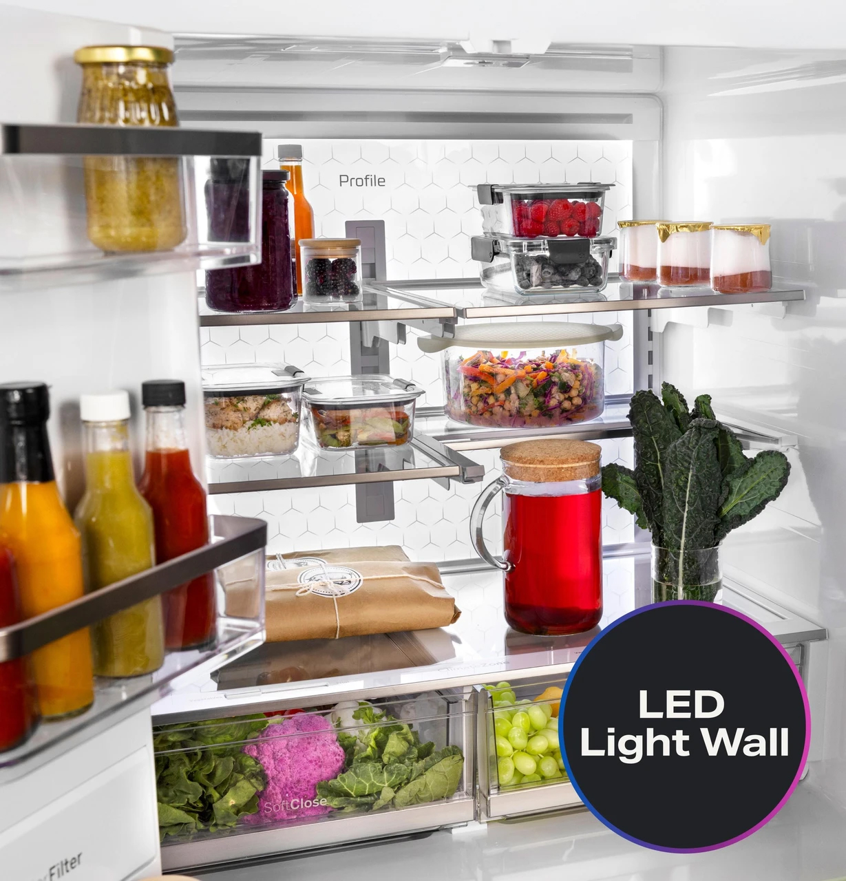 LED view of GE Profile Refrigerator