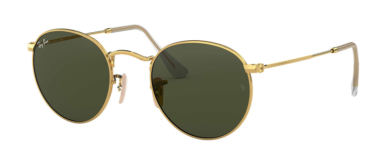 LIKE NEW Ray-Ban Round Metal Green Lens RB3447 Men /Women Sunglasses New Ray-Ban Sunglasses ROUND METAL RB 3447 001 47-21 Gold  main image 4
