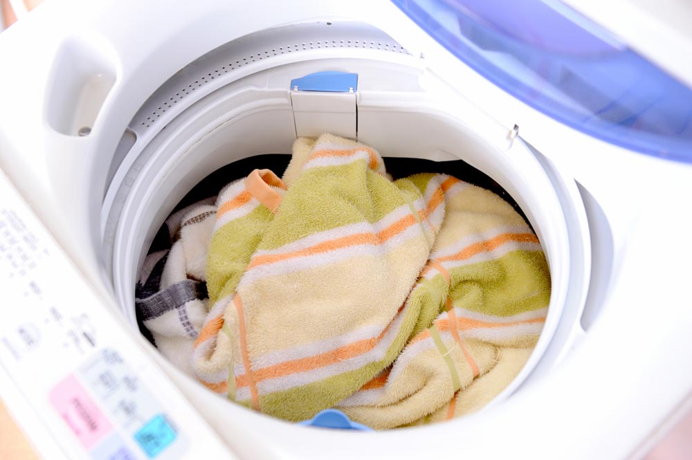 towel in washing machine