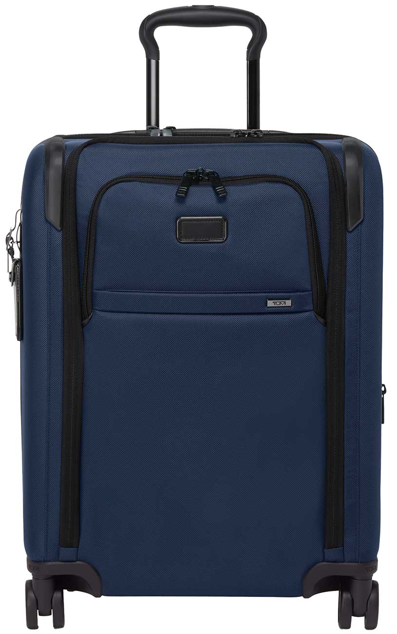 Front view of TUMI Alpha Dual Access Expandable Carry-On in Navy