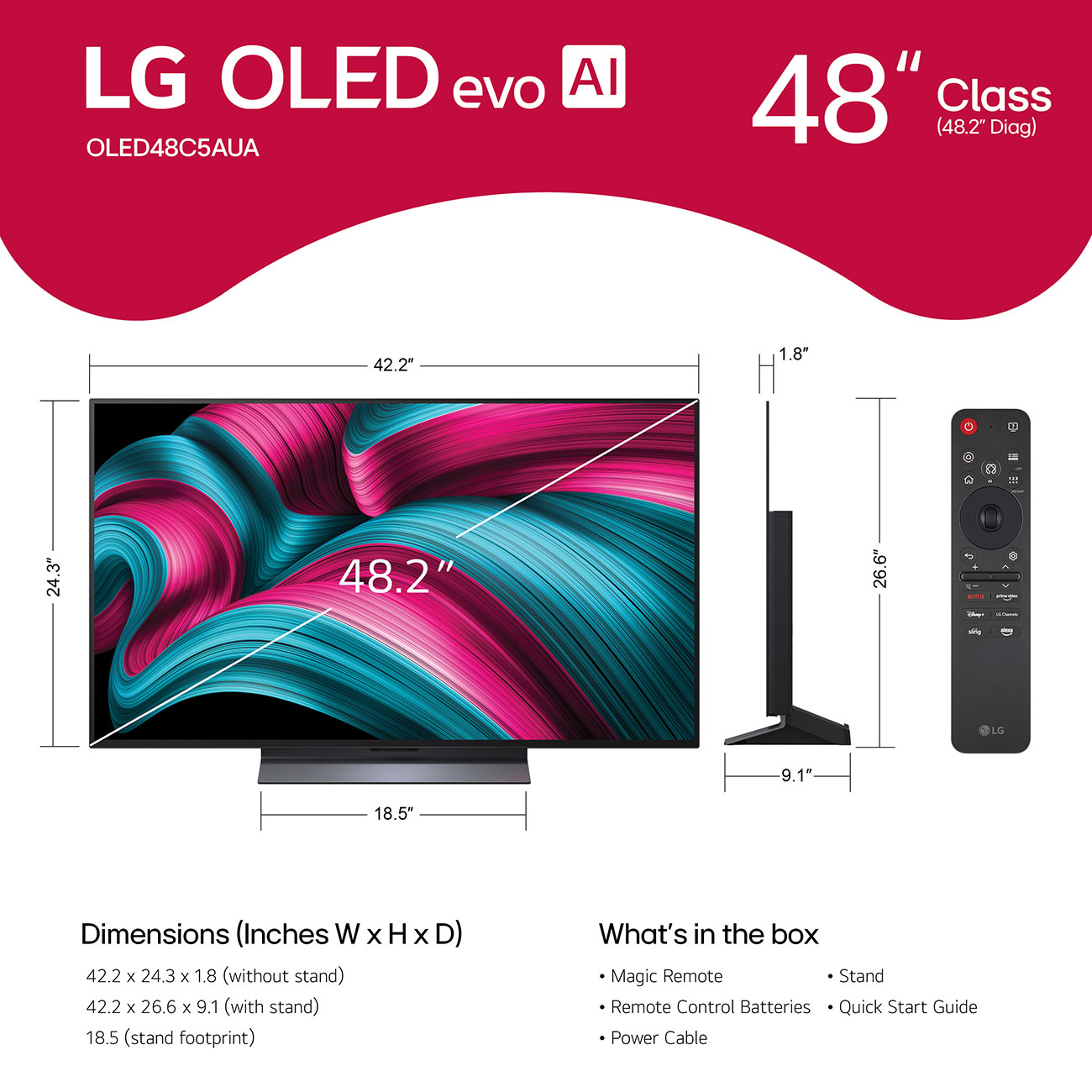 Front View of LG OLED 4K Smart TV Dimensions