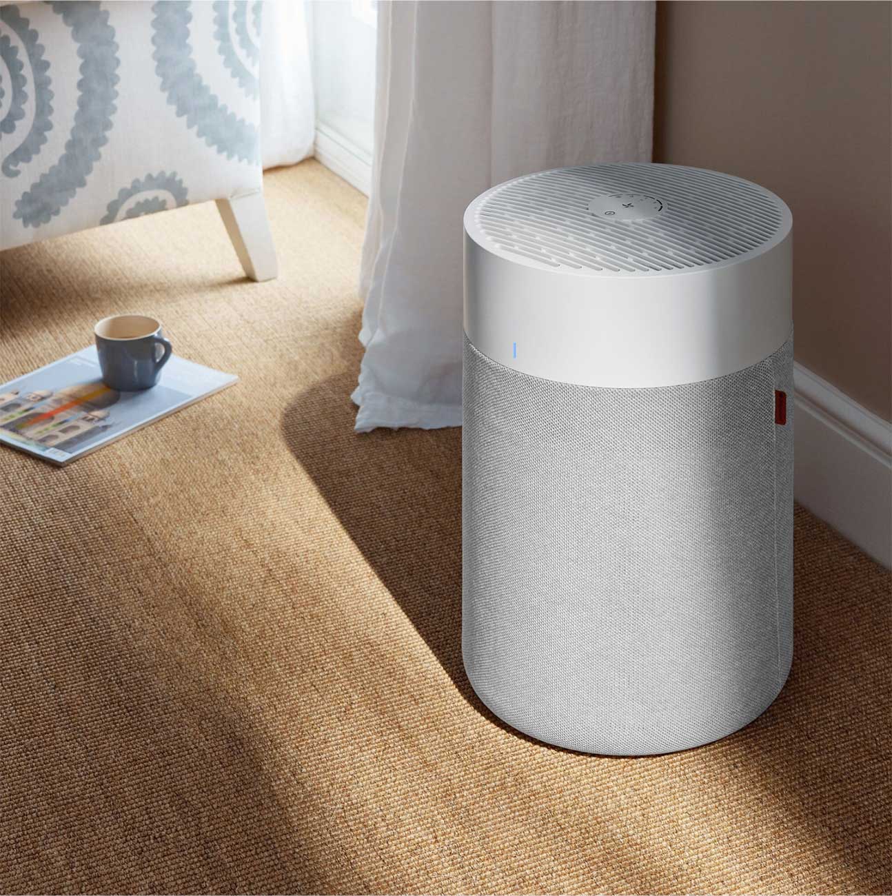 Blueair Air Purifier on the Floor of a Living Room
