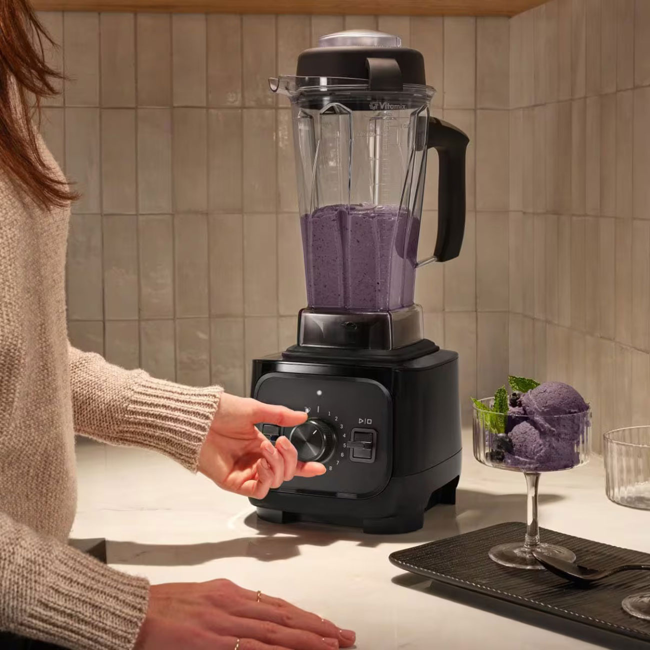 View of Vitamix VX1 Blenders knob being used