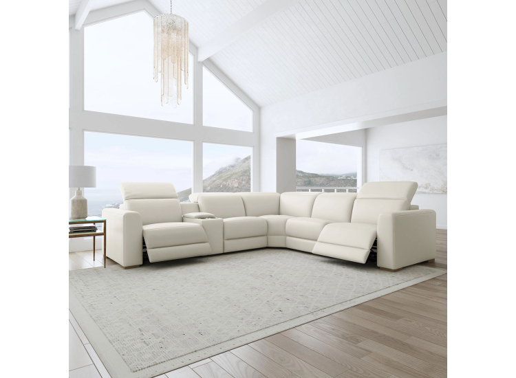 Flexsteel Aurora Straight Console in Coconut Milk Leather Finish - 1327-72-749-11