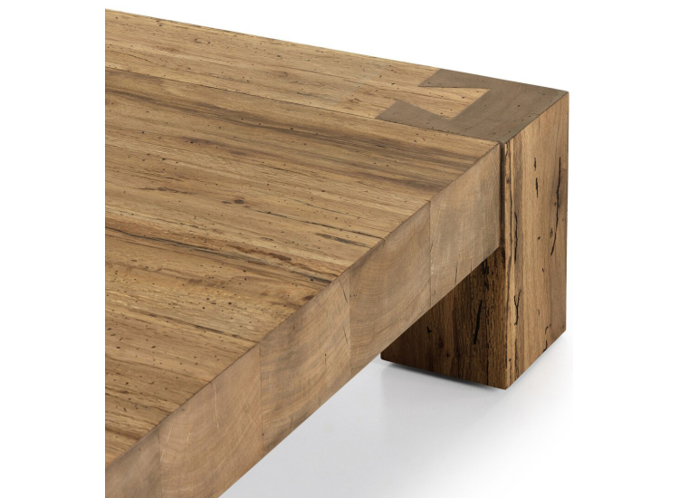 Four Hands Abaso Coffee Table in Rustic Wormwood Oak - 232775-001