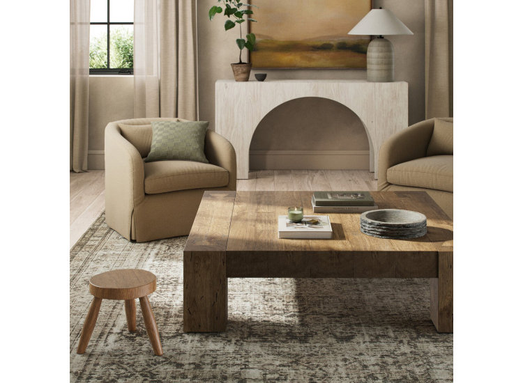 Four Hands Abaso Coffee Table in Rustic Wormwood Oak - 232775-001