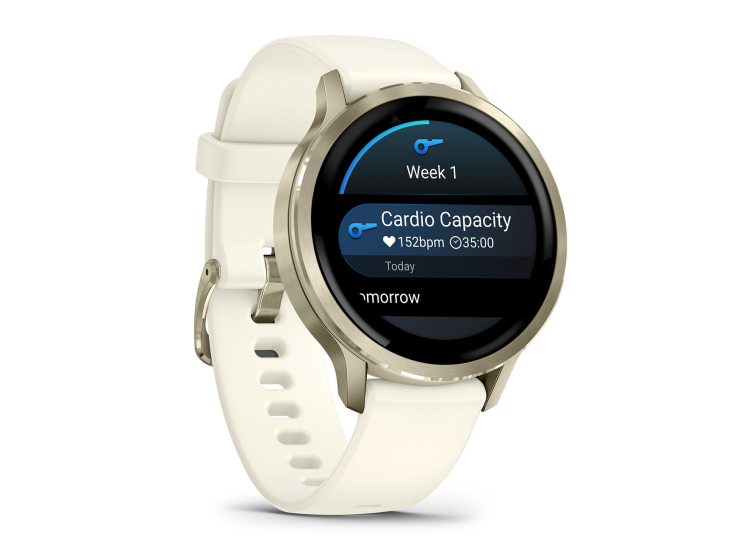 Garmin Venu 4 41mm Watch, Lunar Gold Stainless Steel Bezel With White Bone Silicone Band - 010-03013-00