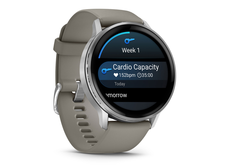 Garmin Venu 4 45mm Watch, Silver Stainless Steel Bezel With Silver Gray Silicone Band - 010-03014-01