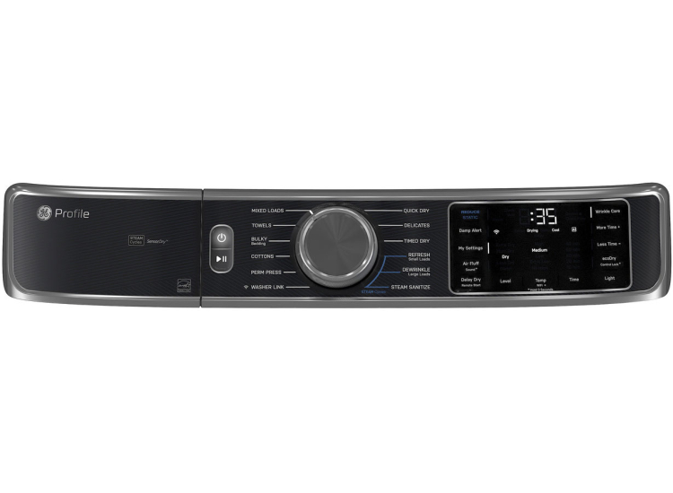 GE Profile Smart Front Load Gas Dryer with Steam and Sanitize Cycle 7.8 Cu. Ft. in Carbon Graphite - PFD95GSPWDS