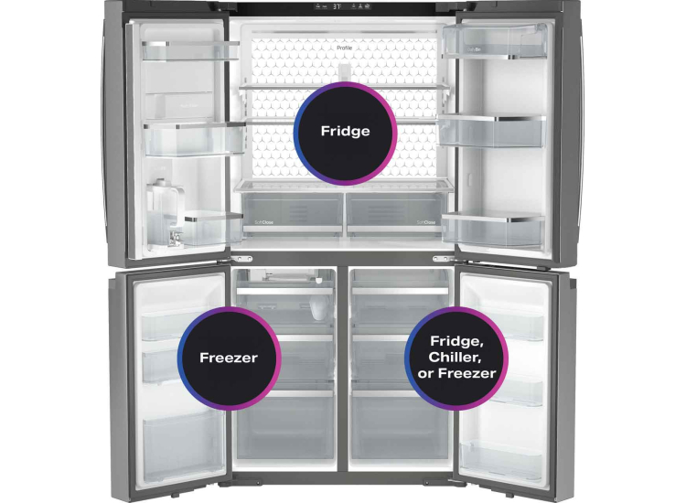 GE Profile 28.4 Cu. Ft. Quad-Door Refrigerator 36-Inch Wide in Fingerprint Resistant Stainless - PAE28BYTFS