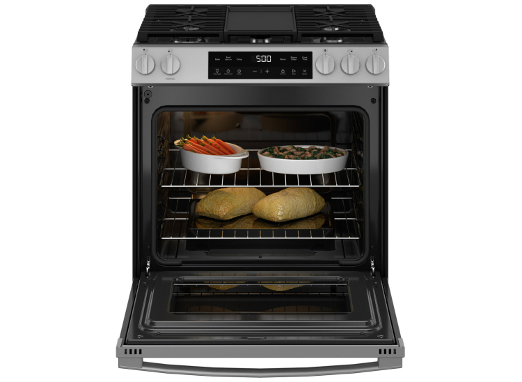 GE Gas Range 500 Series Slide-In 30 In. With Front Control in Stainless Steel - GGS500SVSS