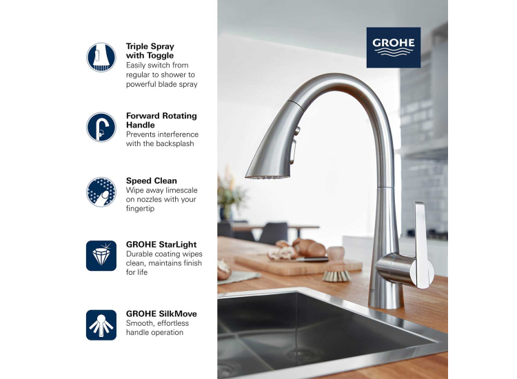 Grohe Kitchen GROHE Kitchen Faucet SuperSteel Infinity - 30368DC2 | Abt
