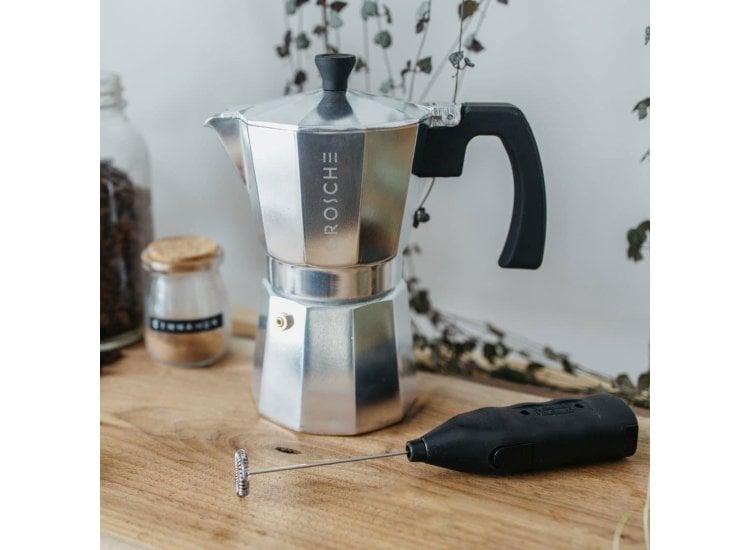 GROSCHE MILANO Stovetop Espresso Maker, Moka Pot Cup in Silver GR325