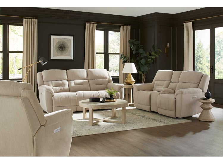 HomeStretch Knockout Power Reclining Sofa in Stone Fabric - 239-36-17