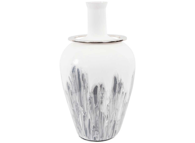 Howard Elliott The Albrecht Thin Necked Medium Glass Vase in White Statuario Finish - HE-51402