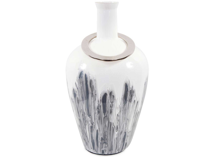 Howard Elliott The Albrecht Thin Necked Medium Glass Vase in White Statuario Finish - HE-51402