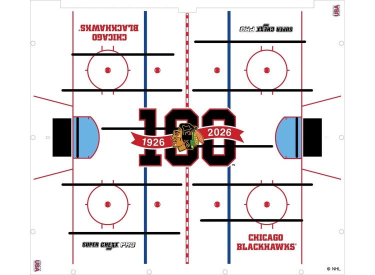 ICE Super Chexx Pro 100-Year Anniversary Limited Edition NHL Chicago Blackhawks Arcade Bubble Hockey Table - CENTENNIAL-CHIVSDET-SPLIT