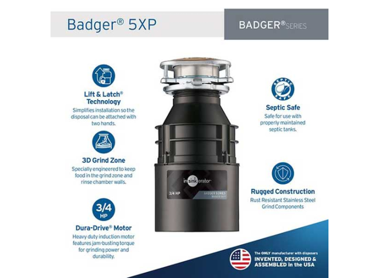 InSinkErator Badger 5XP 3/4 HP Garbage Disposal - 79326-ISE