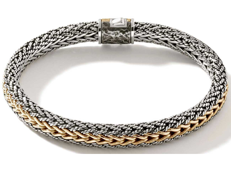 John Hardy Icon Bracelet, 8mm - Size Large - in Gold and Sterling Silver - BUZ900994RVXUL