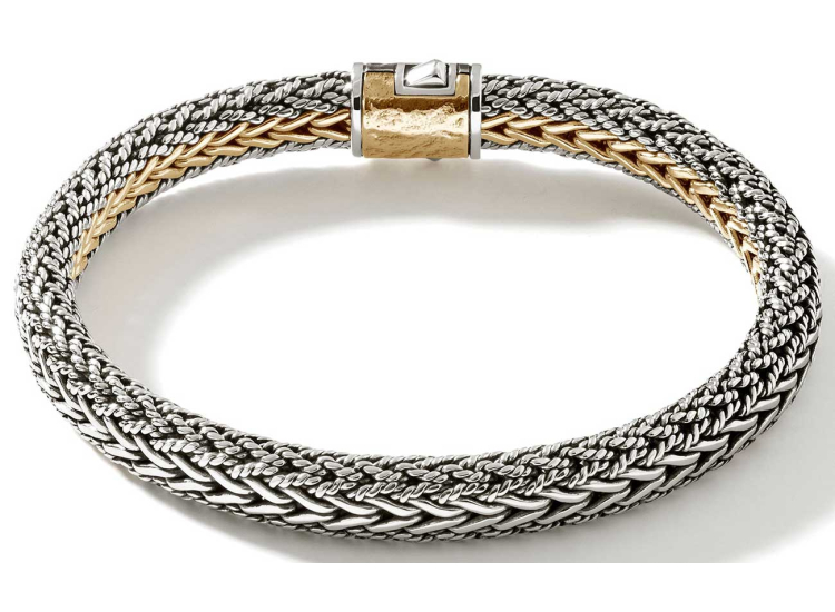 John Hardy Icon Bracelet, 8mm - Size Large - in Gold and Sterling Silver - BUZ900994RVXUL